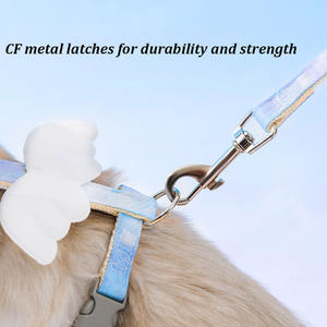 面白い通気性の白い天使の翼犬猫チェーンハーネスナイロンぬいぐるみ小型犬猫リーシュベストとハーネスウォーキング用 - Product Image 4