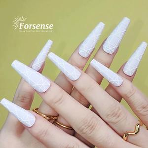 Facile hiver chic mat presse sur la conception des <span class=keywords><strong>ongles</strong></span> vacances simple blanc 3d ligne <span class=keywords><strong>ongles</strong></span> conseils <span class=keywords><strong>mariage</strong></span> mariée élégant long cercueil <span class=keywords><strong>faux</strong></span> <span class=keywords><strong>ongles</strong></span> - Product Image 2
