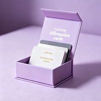 Cartes d'affirmations positives premium 300 g/m² avec motif artistique en feuille d'or et citations inspirantes, étui magnétique pour le bien-être personnel