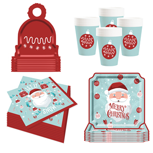 DAMAI Merry Christmas Tableware Set Xmas Special-shaped Disposable Paper Plates Cups Napkins for Holidya <b>Table</b> Decoration - Product Image 3