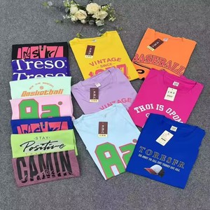 T-Shirts Graphiques à Col Rond Flexibles pour Femmes et Filles, Modèle FYK056 <span class=keywords><strong>Taille</strong></span> XL-2XL, Stock Prêt, 20 Motifs – 1,15 Dollar - Product Image 2