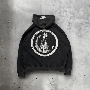 Ensemble de vêtements de sport d'automne personnalisé, sweat-shirts à fermeture éclair 550GSM, pantalons de jogging, lavage à l'acide, poids lourd, broderie de logo - Product Image 5