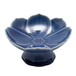 Assiette à fruits en porcelaine de style chinois, forme de fleur, base haute, motif lotus, pour servir des desserts lors de réceptions de thé - Product Image 5