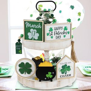 Ensemble de décorations Shamrock pour la Saint-Patrick, plateau superposé en MDF, décoration pour la maison, centre de table, fête, 6 pièces - Product Image 3