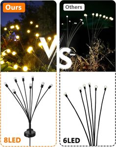 Lumière de voie solaire extérieure feu d'artifice étanche 6/8/10 têtes led lumière de jardin solaire alimentée par luciole lampe Starburst lumière solaire - Product Image 5