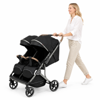 Poussette double Kidilo Premium, pliable, cadre en aluminium, capote réglable, légère, portable, pour nouveau-nés et enfants, utilisation en intérieur