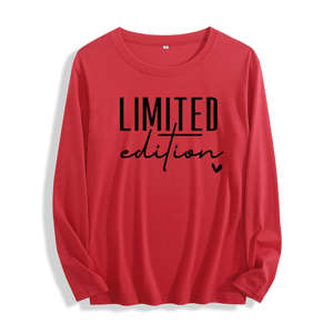 T-shirt à manches longues pour femme, tissu doux avec graphisme typographique en édition limitée, plusieurs couleurs - Product Image 3