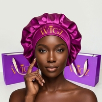 Boîte d'emballage personnalisée pour perruque en papier, bonnet en satin, sac en satin pour perruque, bande élastique pour perruque et extensions capillaires