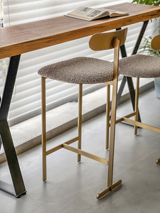 Designer Industrial Style Gold Bar <strong>Stools</strong> Minimalist Gold Stainless Steel Frame Upholstered <strong>Stools</strong> Bar Chairs for Cafe Project - Product Image 5