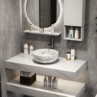 Vente directe usine : Ensemble meuble-lavabo moderne pour hôtel avec vasque en céramique, miroir intelligent et armoire de salle de bain murale – Garantie 5 ans – Installation facile