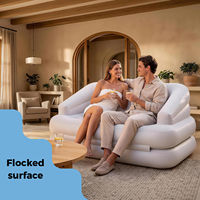Pursuefree Canapé Gonflable Floqué 5-en-1 pour Intérieur et Camping, Double Épaisseur, Canapé Paresseux, Lit Gonflable, Canapé de Salon
