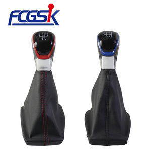 Poignée de levier de vitesses en cuir pour Audi, 5 ou 6 vitesses, ergonomique, avec surpiqûres rouges - Product Image 3