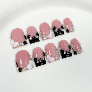 Venta al por Mayor <span class=keywords><strong>de</strong></span> 10 <span class=keywords><strong>Uñas</strong></span> <span class=keywords><strong>Postizas</strong></span> Pintadas a Mano con Diseño Cuadrado <span class=keywords><strong>de</strong></span> Almendra, Hechas a Mano, Cobertura Completa, con <span class=keywords><strong>Pegamento</strong></span> para Dedos - Product Image 5