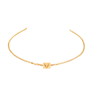 Bracelet en acier inoxydable 12x14cm avec lettre V plaqué or, bijou unisexe, cadeau, style tendance - Product Image 2