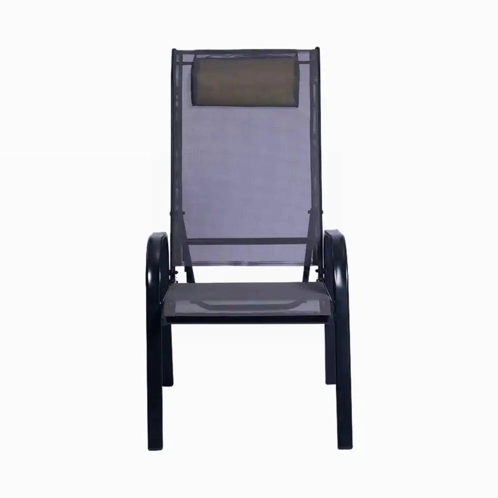 High Quality OEM Luxury Garden Dining Chair Modern Outdoor Black Garden Bench Dining Chairs Five Positions Garden Chair