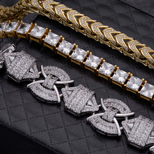 Cadena <span class=keywords><strong>Franco</strong></span> de 6mm con Zirconias Engastadas, Chapada en Rodio y Oro de 18K, Estilo Hiphop, para Hombre - Product Image 4