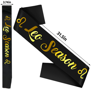 สายคาดเอว LEO Season พร้อมแผ่นฟอยล์สีทองสำหรับราศี LEO สายสะพายวันเกิดเสริมของขวัญวันเกิดและของตกแต่งงานปาร์ตี้ - Product Image 4