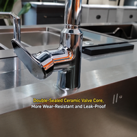 Robinet de cuisine moderne en laiton durable avec cartouche céramique, installation monotrou, douchette extractible, design à poignée unique, finition brossée