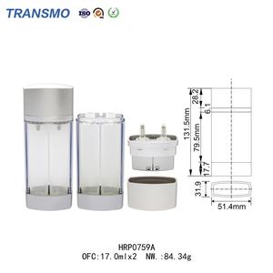 Emballage cosmétique pour fond de teint liquide à double chambre 17 ml * 2, flacons doubles avec pompe à lotion, pompe à mousse pour crème pour le visage - Product Image 2