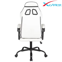 Chaise de jeu pour ordinateur, moderne, luxueuse, réglable, en cuir PU, pivotante, avec cadre en acier blanc, confortable et économique