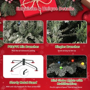 <span class=keywords><strong>Sapin</strong></span> de Noël Artificiel Floqué Pré-éclairé 1,80 m Effet Neige 210 Lumières Multicolores <span class=keywords><strong>Sapin</strong></span> Aspin Support Métallique Pliable Décoration de Fêtes pour la Maison - Product Image 4