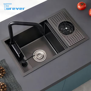 Nouvel Évier Dissimulé pour Lave-Tasse 55*32 cm en Acier Inoxydable 304, Mini Évier Invisible à Cuve Unique pour Îlot de Bar à Café, avec Robinet et Bonde - Product Image 4