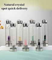 Bouteille d'eau en cristal de verre transparent d'énergie de prisme hexagonal naturel en gros