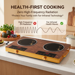 <span class=keywords><strong>Cocina</strong></span> Portátil Elegante para Catering, con Doble Placa <span class=keywords><strong>de</strong></span> Cerámica, Acabado en Madera <span class=keywords><strong>y</strong></span> Dorado, Ideal para Hotpot - Product Image 5