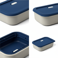 Conteneur rectangulaire en silicone de qualité alimentaire premium de 1300 ml, à compartiment unique, compatible micro-ondes, avec aération