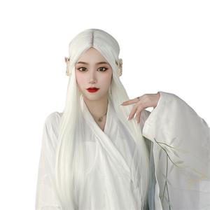 Pseudo-girl <span class=keywords><strong>Perruque</strong></span> synthétique pour <span class=keywords><strong>homme</strong></span>, pour <span class=keywords><strong>cosplay</strong></span> anime, cheveux longs et raides à raie médiane, style Hanfu, longueur mi-taille, teintée - Product Image 5