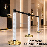 Poste de Barrera Inteligente con Iluminación LED RGBW Recargable, Ángulo de Haz de 360 Grados, para Control de Multitudes en Exposiciones y Ferias Comerciales, con Certificación CE/FCC