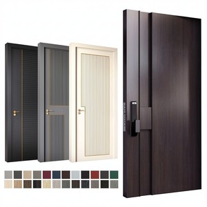 Puerta de Entrada Principal Moderna de Estilo Europeo con Cerradura Inteligente de Madera, Puerta Exterior Pivotante para Hotel o Villa - Product Image 2