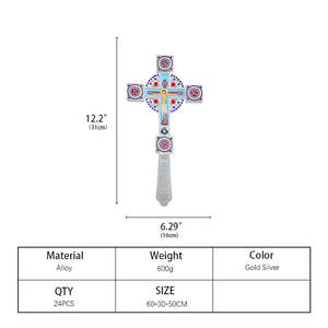 HT天主教十字架十字架耶稣基督灵感家居装饰虔诚礼品手工教堂十字架与彩色石头 - Product Image 2