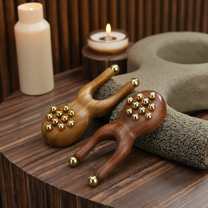 Etiqueta privada Bienestar facial Gua Sha Palo de acupresión de madera natural Herramienta de masaje de latón para cara/cuello/cuerpo Autocuidado DE LA PIEL - Product Image 6