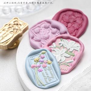 Suidis Plant Stamp - Tampon de sceau en relief irrégulier, motif tulipe, tête en cuivre, pour cire à cacheter et décoration - Product Image 4