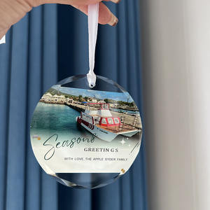 Adorno navideño de cristal con impresión a todo Color, adorno redondo de cristal K9, adorno colgante de cristal en blanco, adornos de cristal - Product Image 3