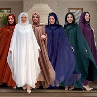 Ensemble Abaya Caftan Musulman Élégant de Mode Pudique avec Intérieur Assorti Style Turc Robe de Costume Bord Floral pour Femmes K0465