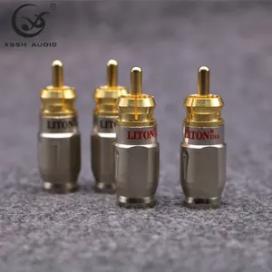 Lotus Plug Yivo Xssh Audio Aangepaste Oem Odm Matt Oxidatie Shell Messing Gouden Dirigent 5Mm Rca Connector Adapter jack