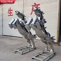 Escultura de cavalo de aço inoxidável, moderna, para uso externo, estátua de metal, animais para gramado