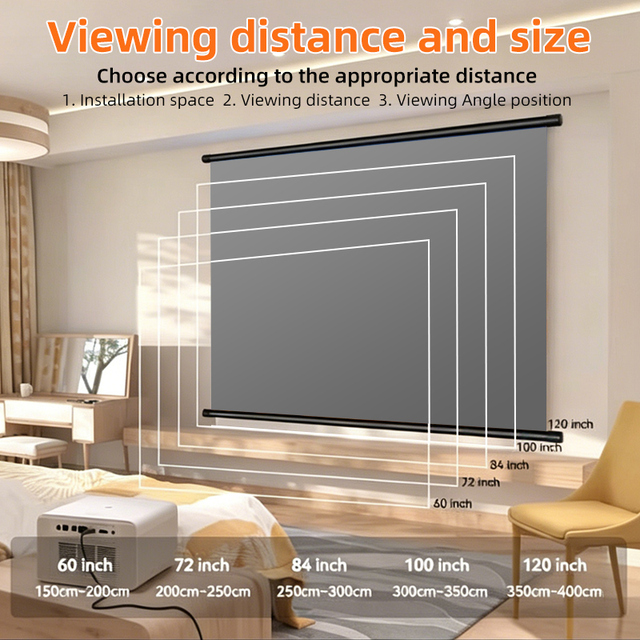 Anti-Light Thick HD Projector Screen 16:9 No-Hole Wall-Mounted Home Projection Screen 60/72/84/100/120/150Inch