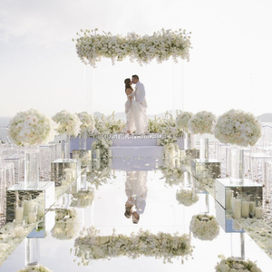 LEDA New Arrival Modern Reusable Silver Mirror Aisle <b>Runner</b> Floor <b>Carpet</b> for Wedding Events Decor - Product Image 1