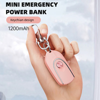 Batterie externe portable ultra-mince à double prise 1200 mAh, charge rapide d'urgence, type C, porte-clés, batterie de secours mobile pour Android