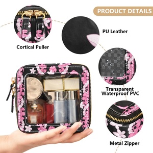Luxury Custom Puakenikeni Pink Lei Print Cosmetic <b>Box</b> Travel Organizer Portable <b>Makeup</b> <b>Storage</b> Bags Small Cosmetic Case - Product Image 5