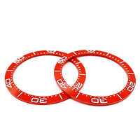 Lunette de montre submersible en silicone noir et orange avec marquages blancs - Pièce de rechange pour modification de montre