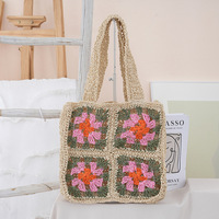 Nouveau Sac de Plage 2025 en Tissu Creux à Bandoulière Unique, Grande Capacité, Sac Bandoulière Floral pour Femme, Sac à Main Polyvalent Style Occidental
