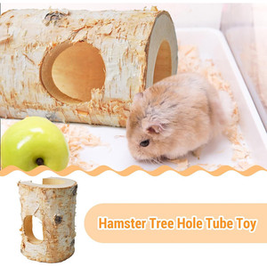 Túneles de madera natural para hámster, tubo de madera de abedul, conejillo de indias, Agujero hueco para árbol, juguete para masticar, escondite, escalada, jaula para mascotas, accesorios - Product Image 2