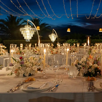 Pièce maîtresse en métal et verre télécommande lampe de table LED pour hôtel restaurant décoration mariage événement décoration lumières