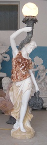 Décoration <span class=keywords><strong>de</strong></span> jardin extérieur Produit en usine Pierre beige Éclairage Marbre blanc Statues grecques européennes Lampadaire - Product Image 6