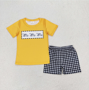 Sibling Baby Boys Linemen Cars Shirt Top Short Summer <b>Clothes</b> Sets - Product Image 3