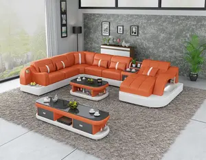 Ecksofa-Set Design für Wohnzimmer Verkauf 7 Sitze Samt klein Beige modular Samtstoff Luxus modernes Leder-Ecksofa